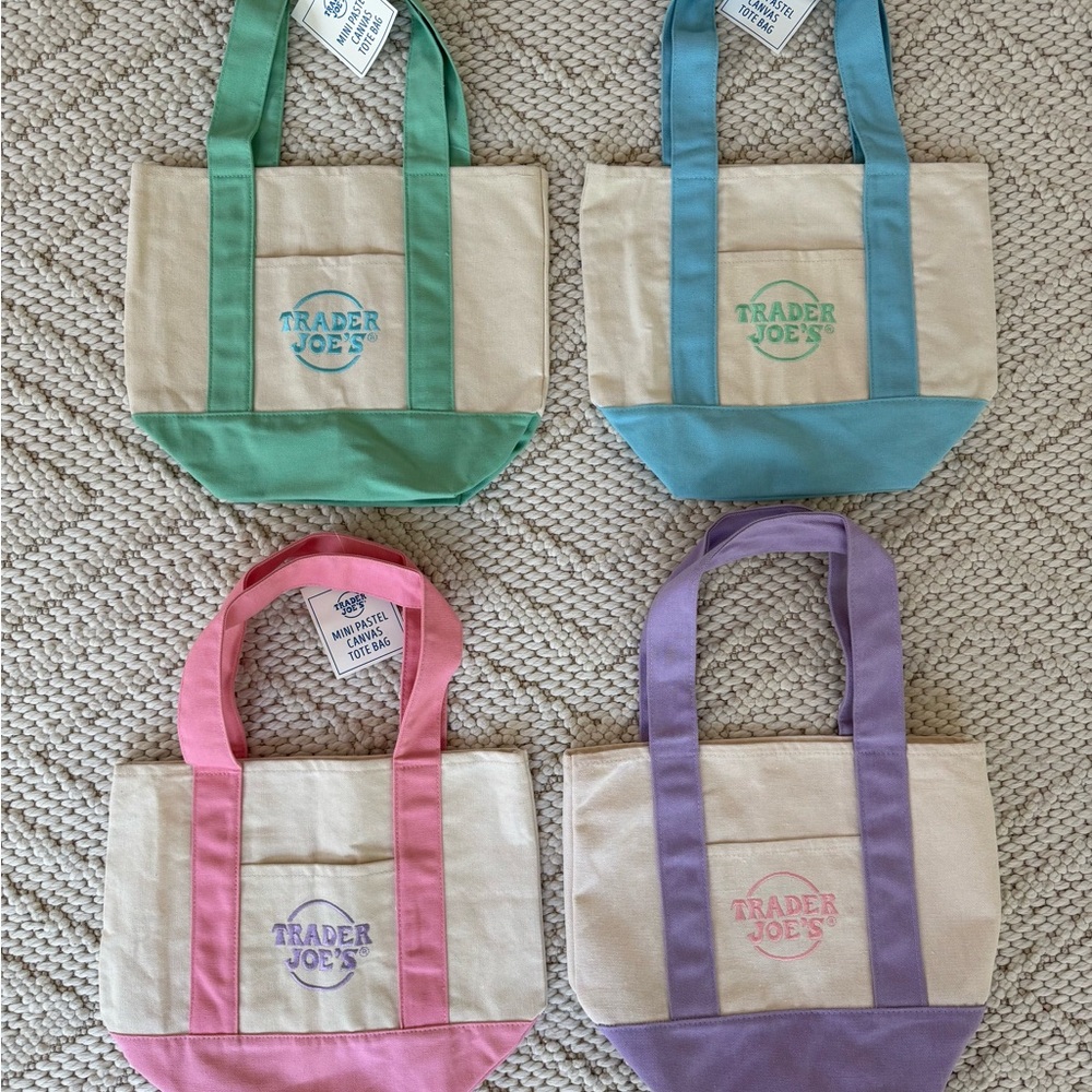 Trader Joe's Pastel Canvas Tote Bags